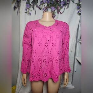 J. Crew Pink Embellished Blouse Relaxed Fit